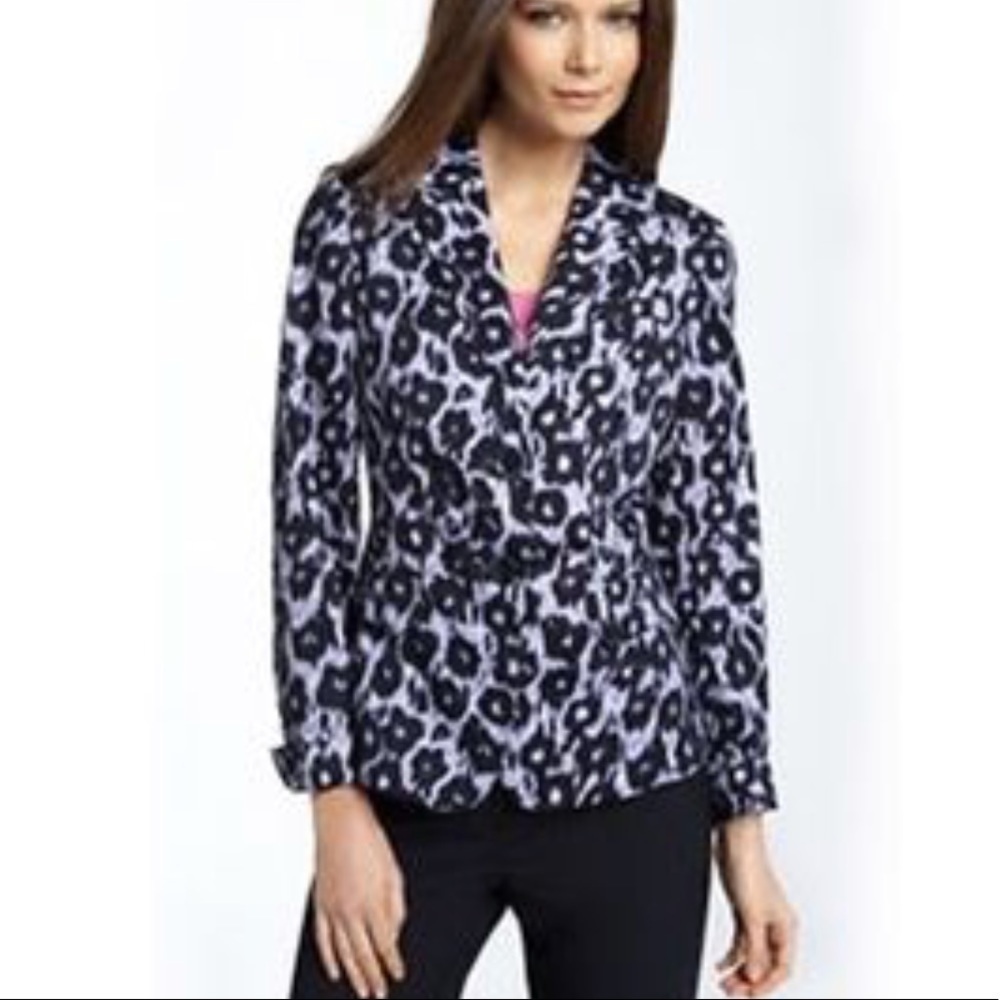 Lafayette 148 purple animal print blazer